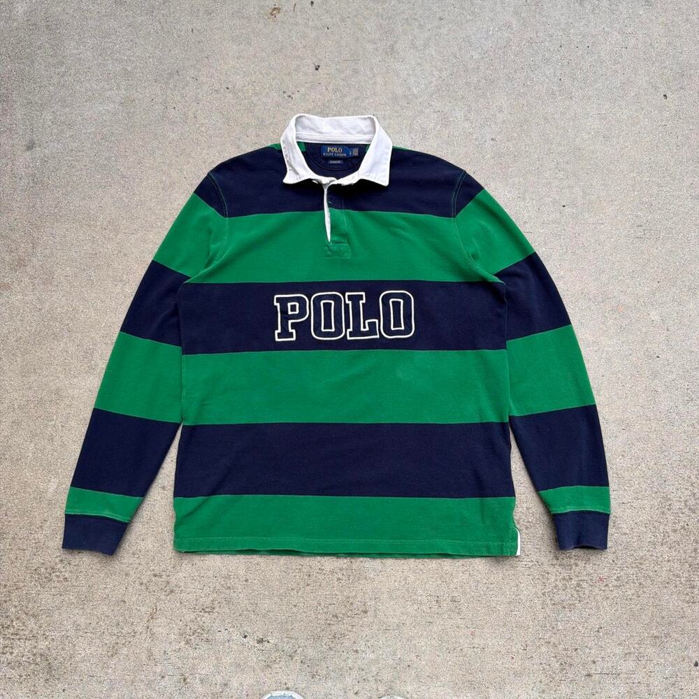 Y2k polo ralph lauren classic striped rugby SIze large